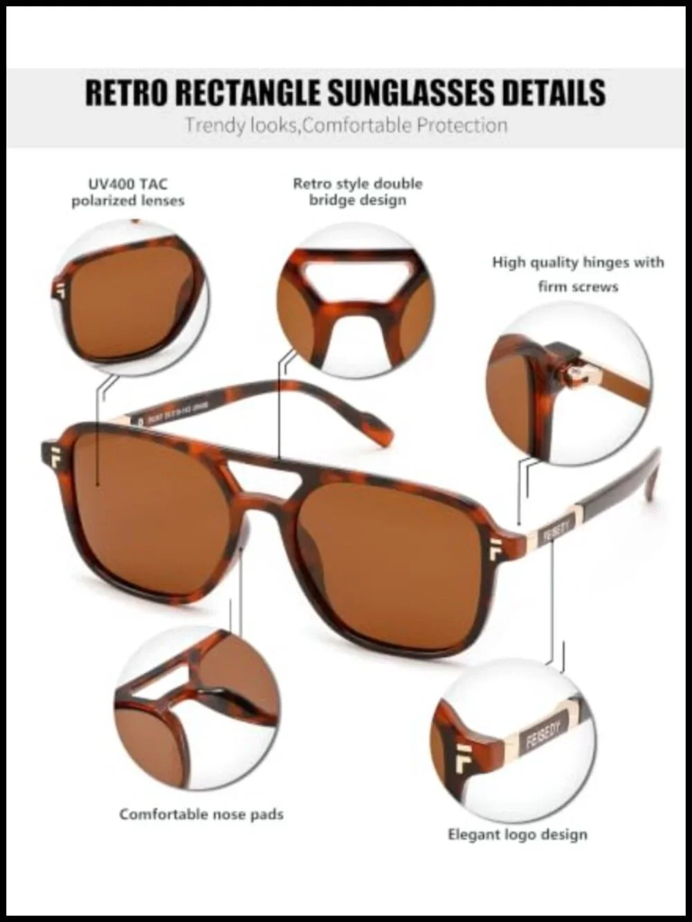 Retro Polarized Aviator Sunglasses UV400 Protection Square Sunnies